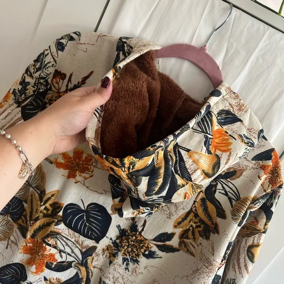 Floral Hooded Women's Coat - Picture 12 of 12